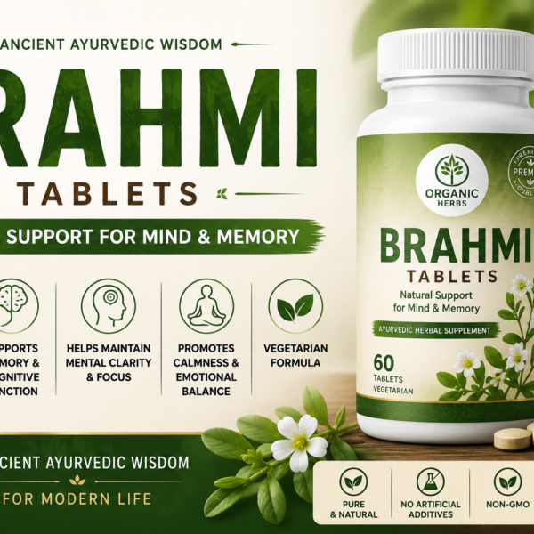 Brahmi Tablets- important anti-aging agent in Ayurvedic medicine, 60 Tablets