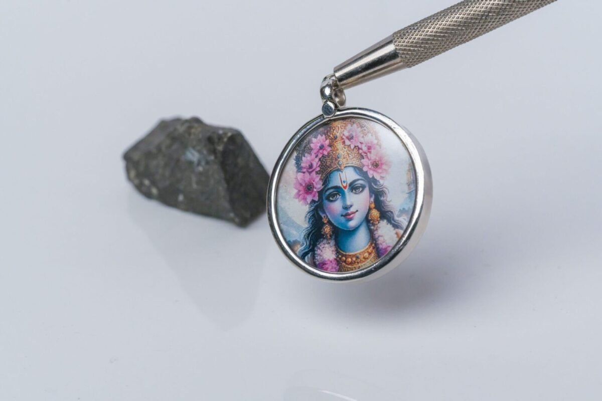 Krishna silver pendant , Vrindavan style, Lord Jagannath , Krishna Idol, Dhama style