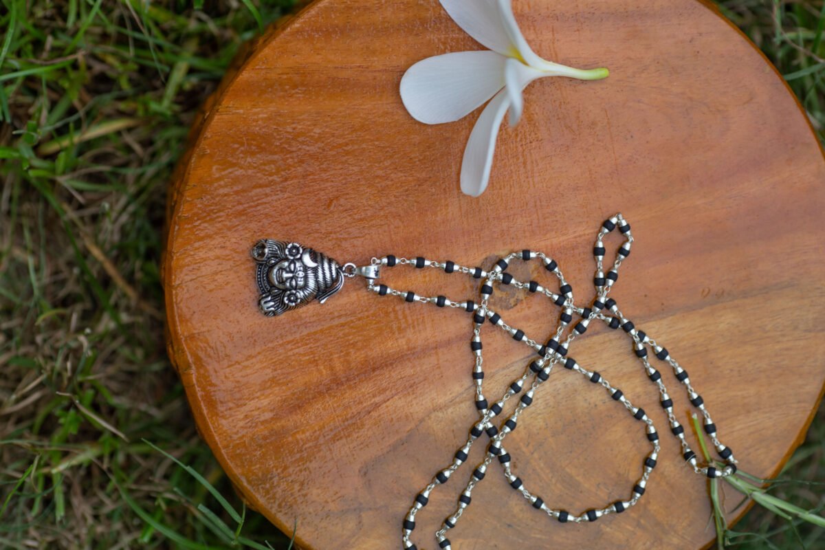 Tulasi Silver with Hanuman silver pendant .  Handmade tulsi  necklace - hare krishna kanthi mala, , Krishna Style, Holy name