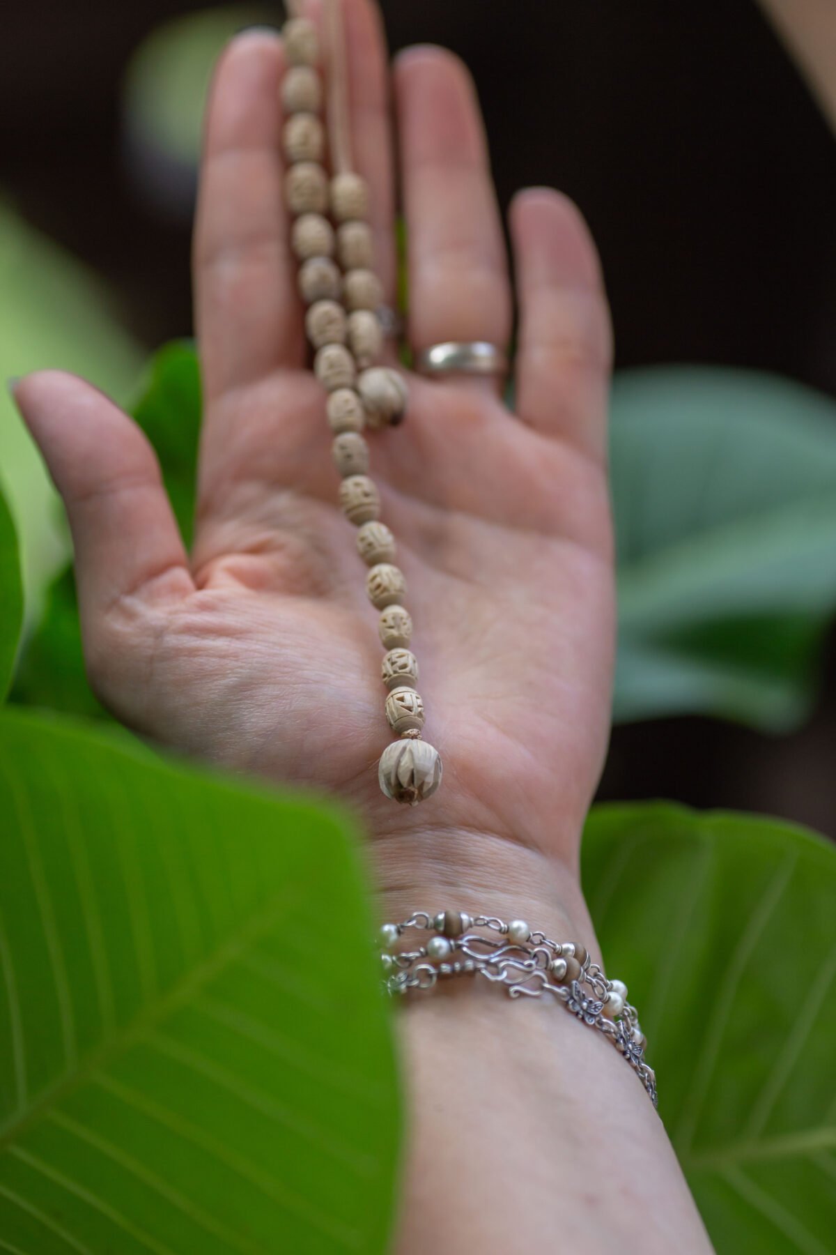 Tulasi counter for japa, Radha Name carving Beads . Japa Bag, accessories for japa bag. (Only Counter).