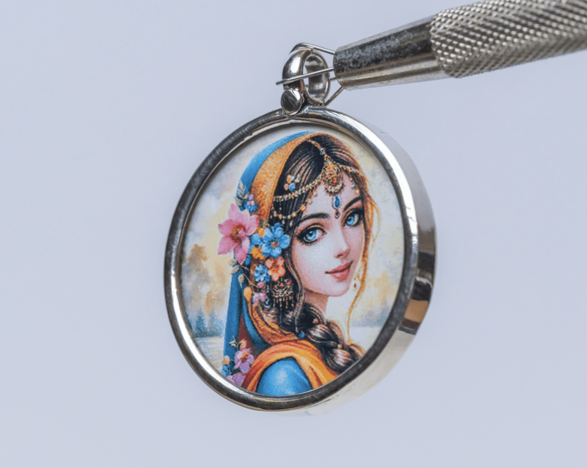 Shri Radhe  silver pendant , Vrindavan style, Lord Jagannath , Krishna Idol, Dhama style