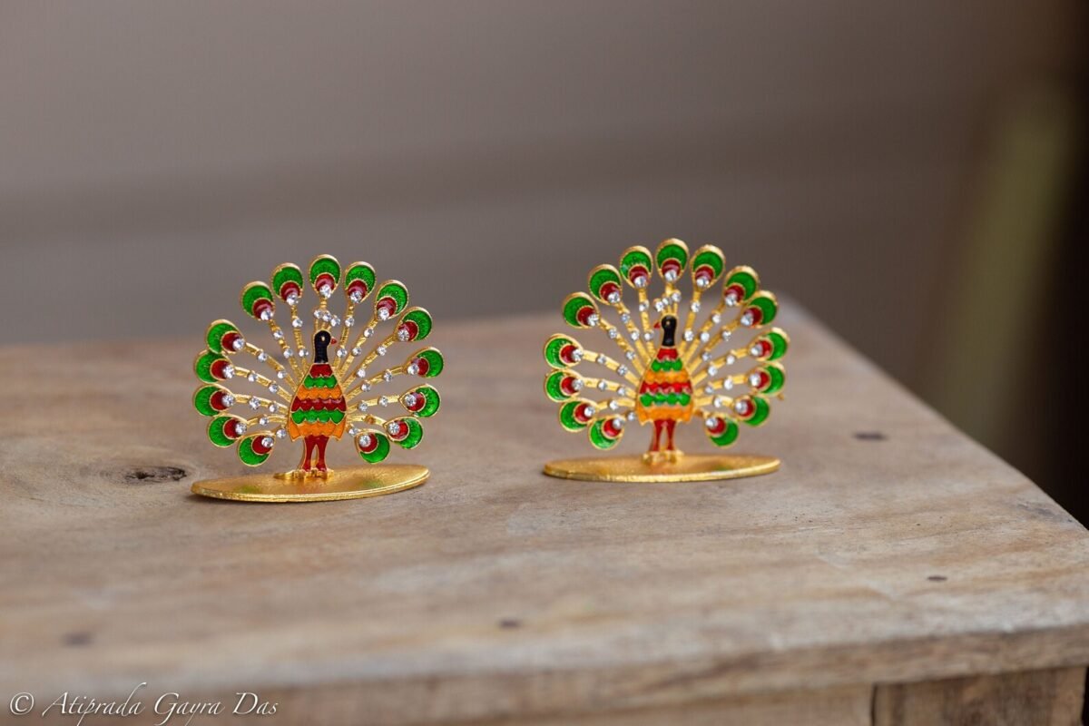 Pair Peacock for Altar figurines, peacocks, parrots, Hare Krishna, altar decorations