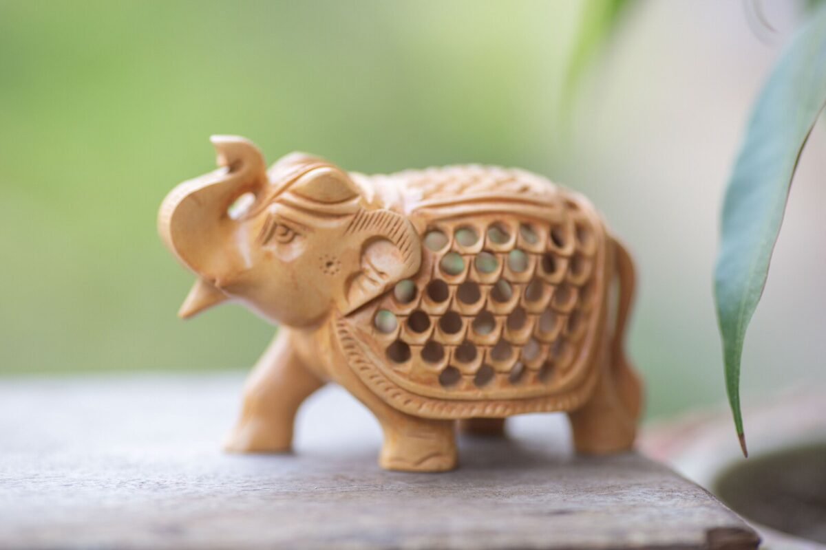 Beautiful elephant for Altar figurines, Hare Krishna, altar decorations, wooden elephant, wood animal, small elephant