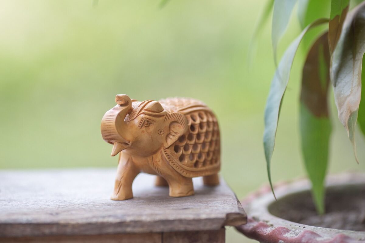 Beautiful elephant for Altar figurines, Hare Krishna, altar decorations, wooden elephant, wood animal, small elephant