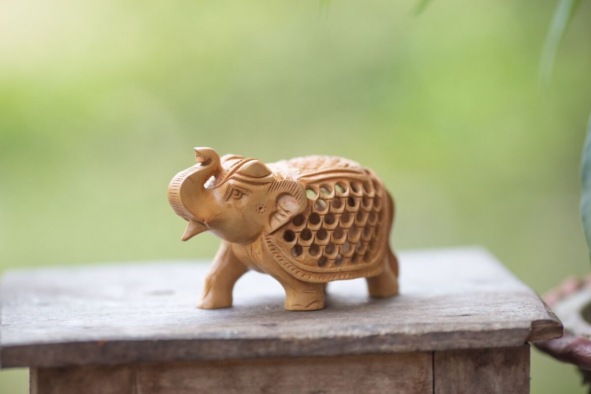 Beautiful elephant for Altar figurines, Hare Krishna, altar decorations, wooden elephant, wood animal, small elephant