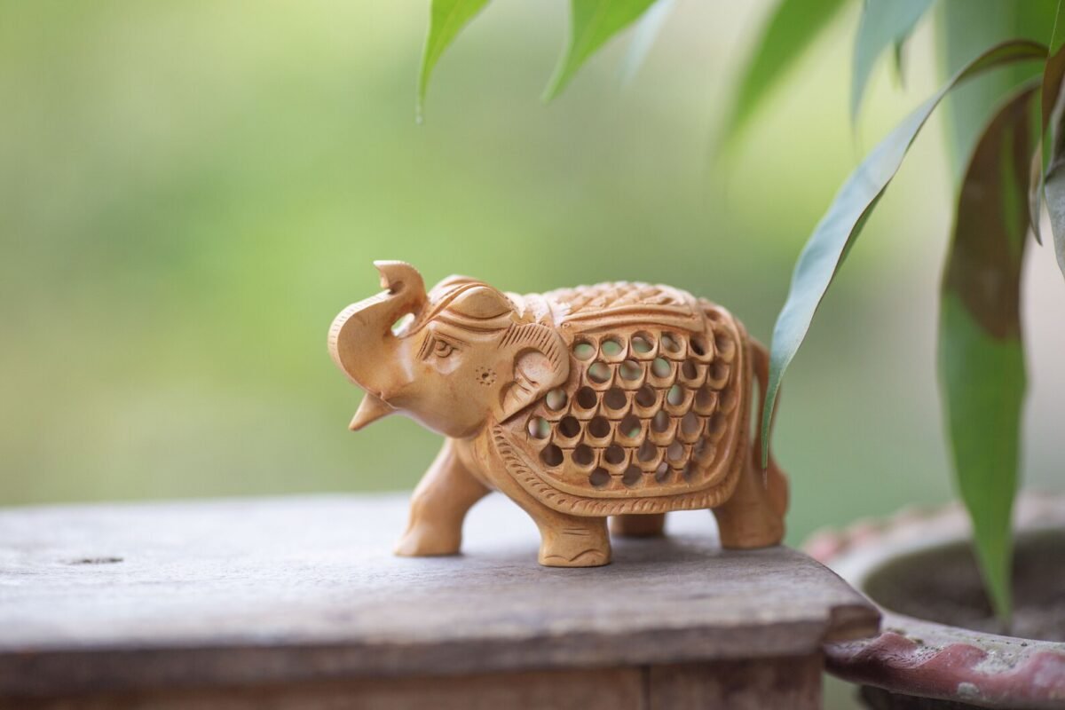 Beautiful elephant for Altar figurines, Hare Krishna, altar decorations, wooden elephant, wood animal, small elephant