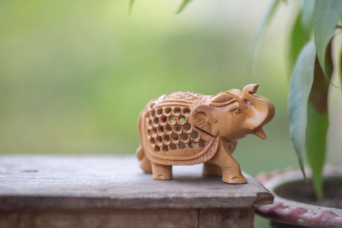 Beautiful elephant for Altar figurines, Hare Krishna, altar decorations, wooden elephant, wood animal, small elephant