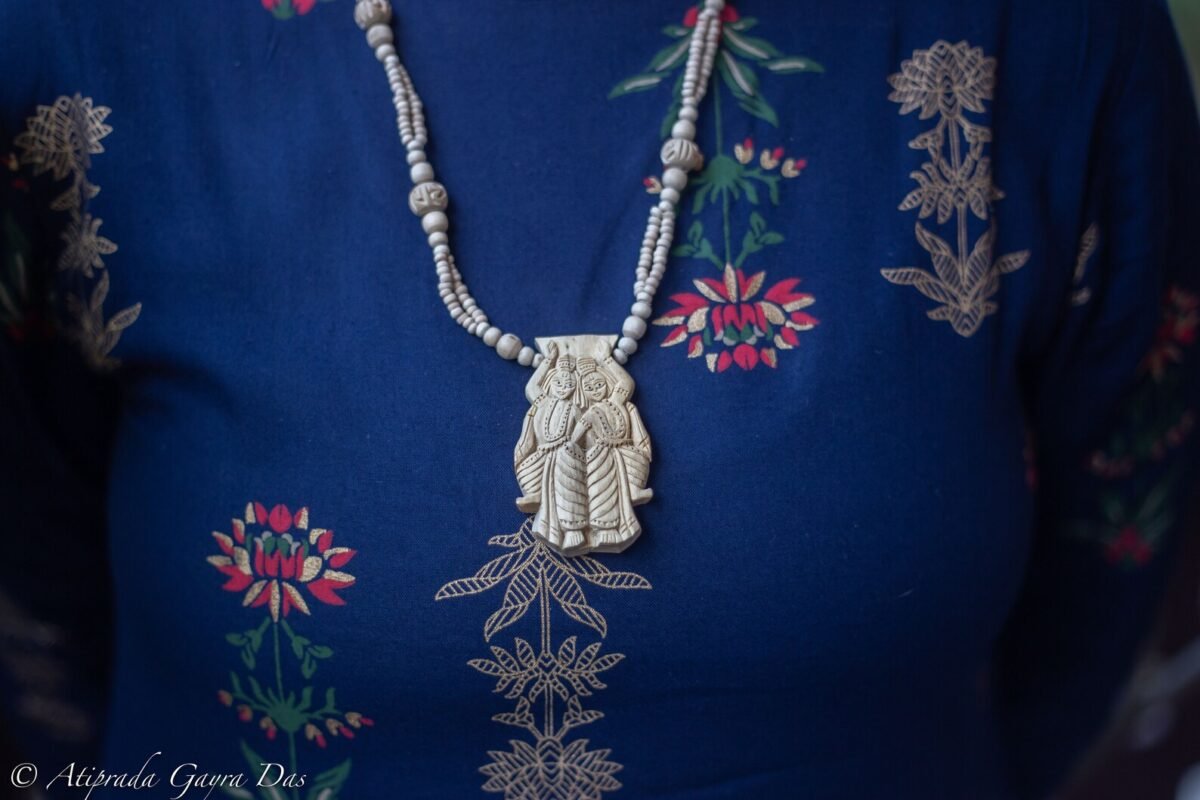 Gaura Nitay Handmade tulsi necklace - hare krishna kanthi mala, jay Shri radhe Mala 1 round, Shree Radhe Holy name