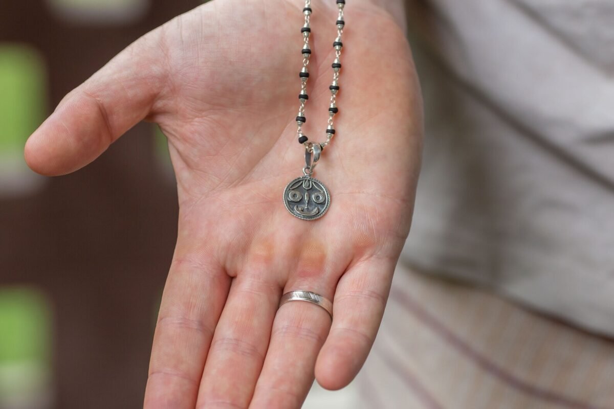 New Tulasi Silver with Jagannath  silver pendant .  Handmade tulsi  necklace - hare krishna kanthi mala, , Krishna Style, Holy name