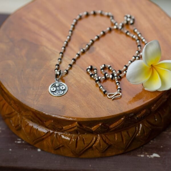 New Tulasi Silver with Jagannath  silver pendant .  Handmade tulsi  necklace - hare krishna kanthi mala, , Krishna Style, Holy name