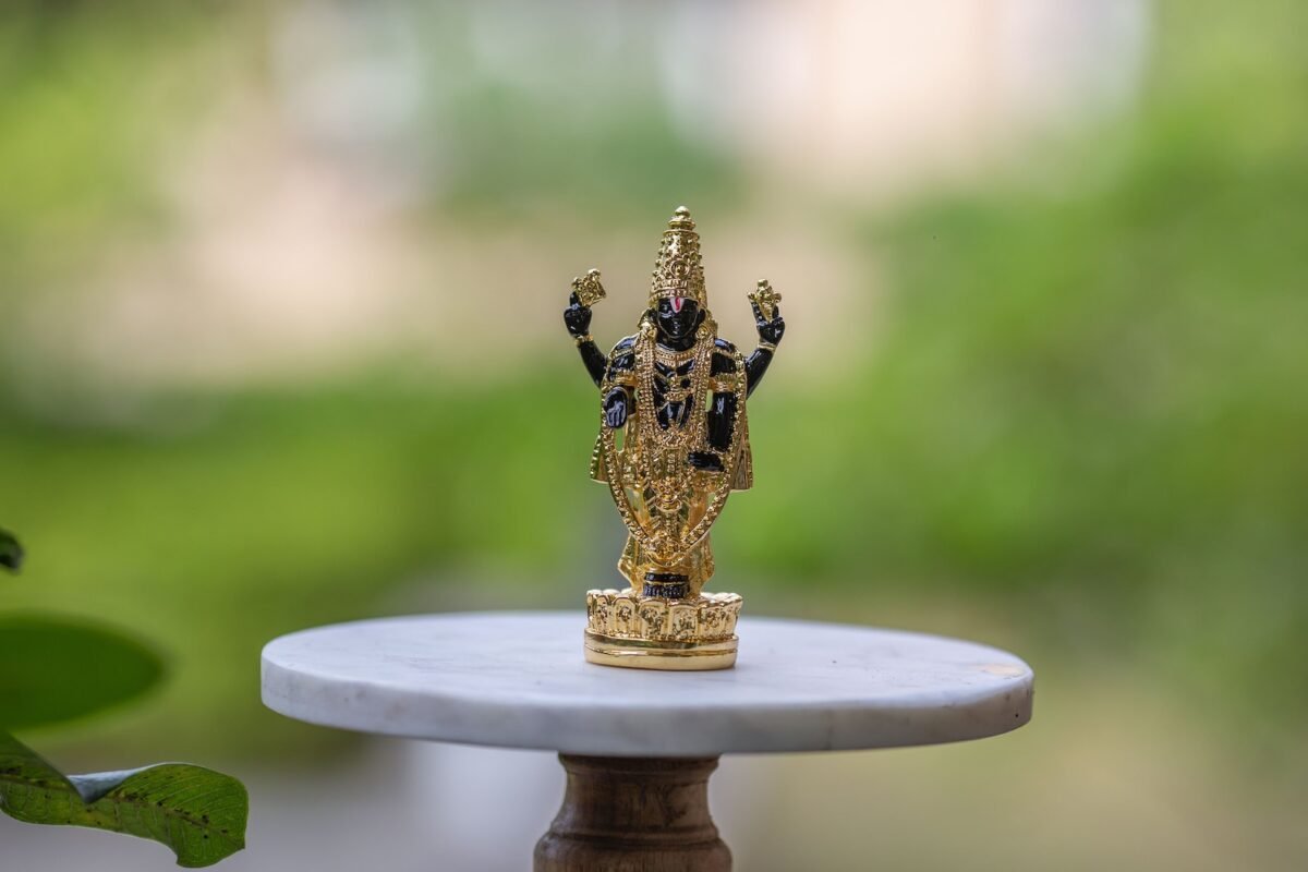 Aluminium Gold Plated Idol Lord Balaji 4.5  inches, Handmade Balaji Idol,Home Temple,I Nice Gift Ideal for Good Luck Wishes  ,Hare Krishna