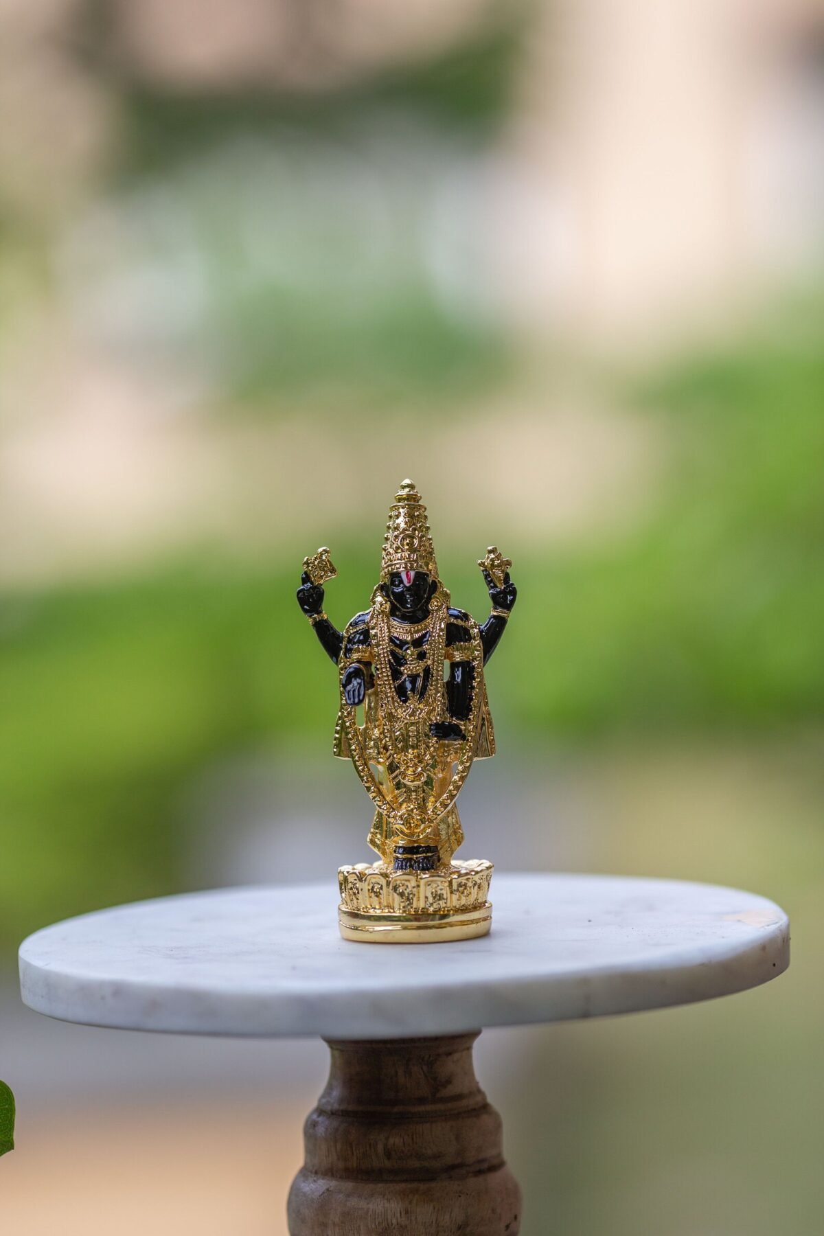 Aluminium Gold Plated Idol Lord Balaji 4.5  inches, Handmade Balaji Idol,Home Temple,I Nice Gift Ideal for Good Luck Wishes  ,Hare Krishna