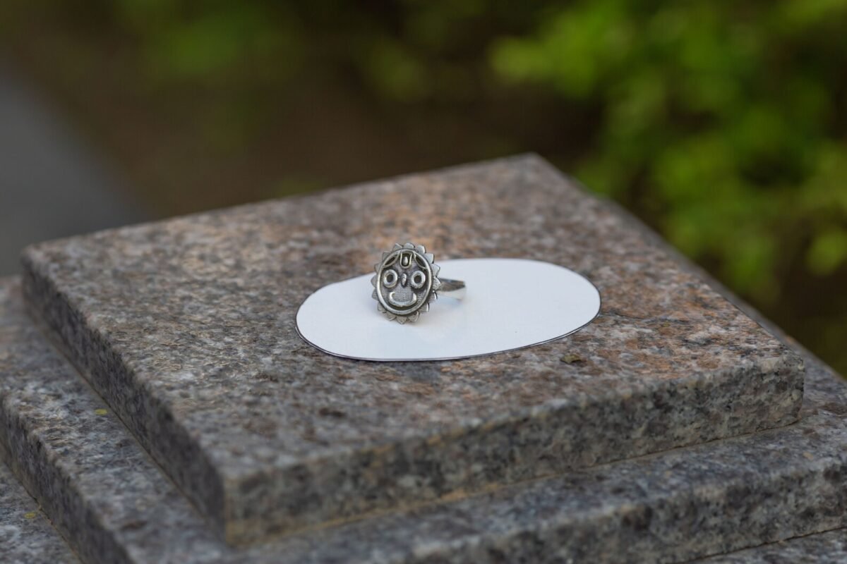 Silver Jagannath Ring, free size ,Hare Krishna Ring, Mahamantra Holy names,Pure Silver ring.