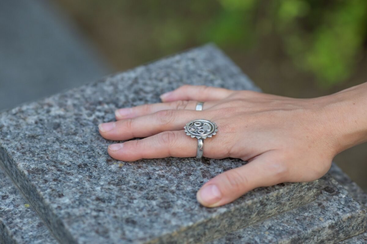 Silver Jagannath Ring, free size ,Hare Krishna Ring, Mahamantra Holy names,Pure Silver ring.