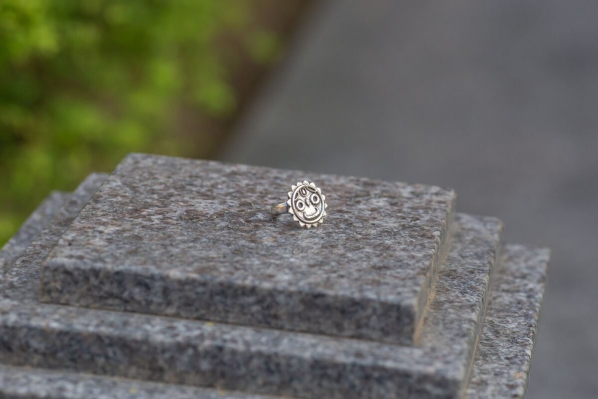 Silver Jagannath Ring, free size ,Hare Krishna Ring, Mahamantra Holy names,Pure Silver ring.