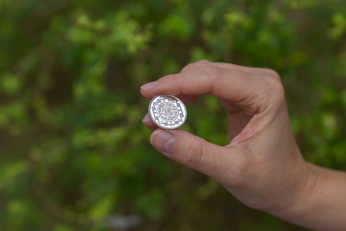 Silver Nrisimhadev Yantra Small | Shri Yantra Small | Shri Chakra Yantra Small Size, Spiritual pocket