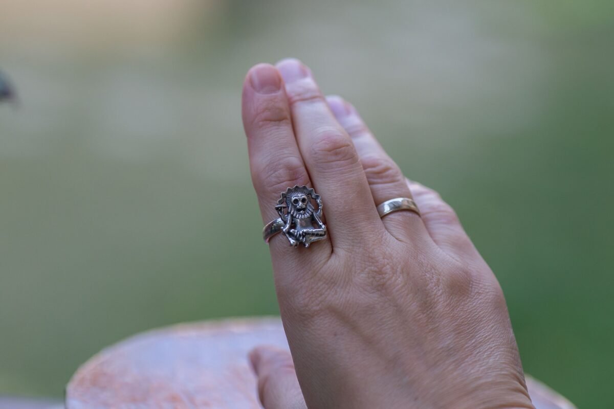 Narasimha dev silver Ring free size, Krishna Holy names,Pure Silver ring.Krishna ring