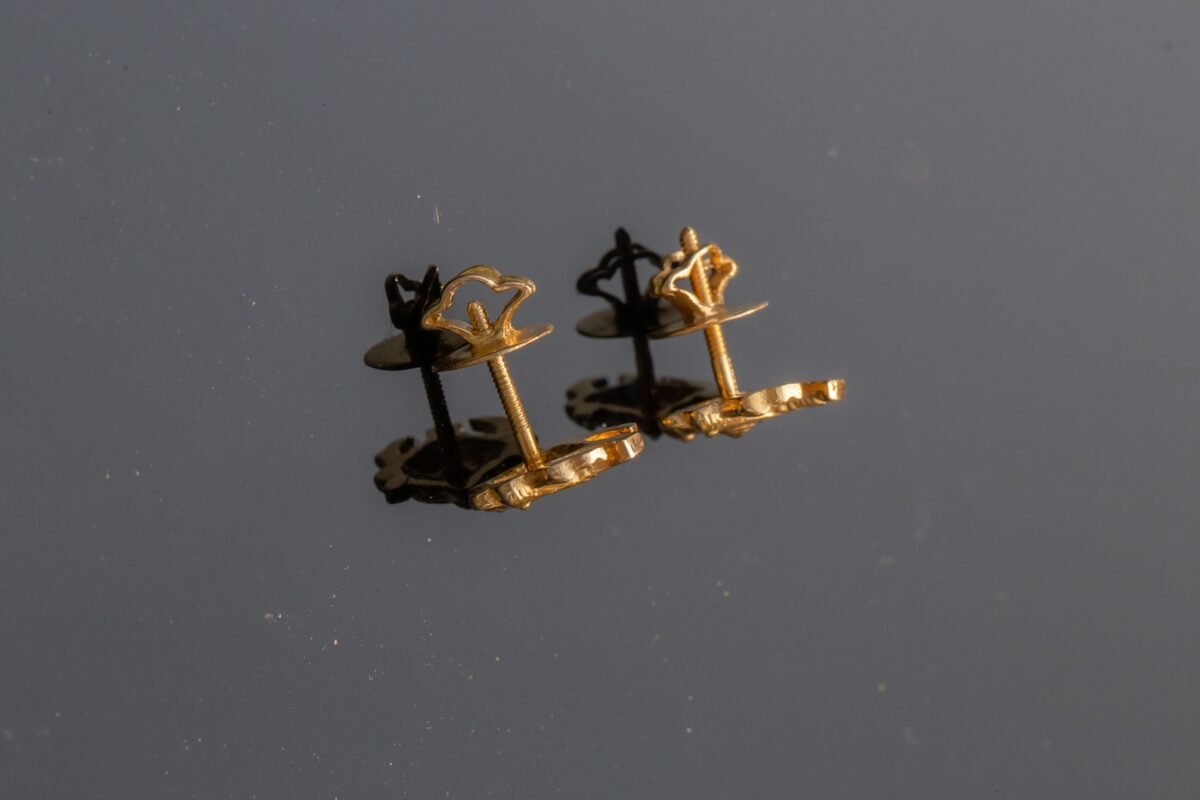 Gold earrings Shankar and Conch Mahaprasad from Mayapur, Radhe Style, Hare Krishna