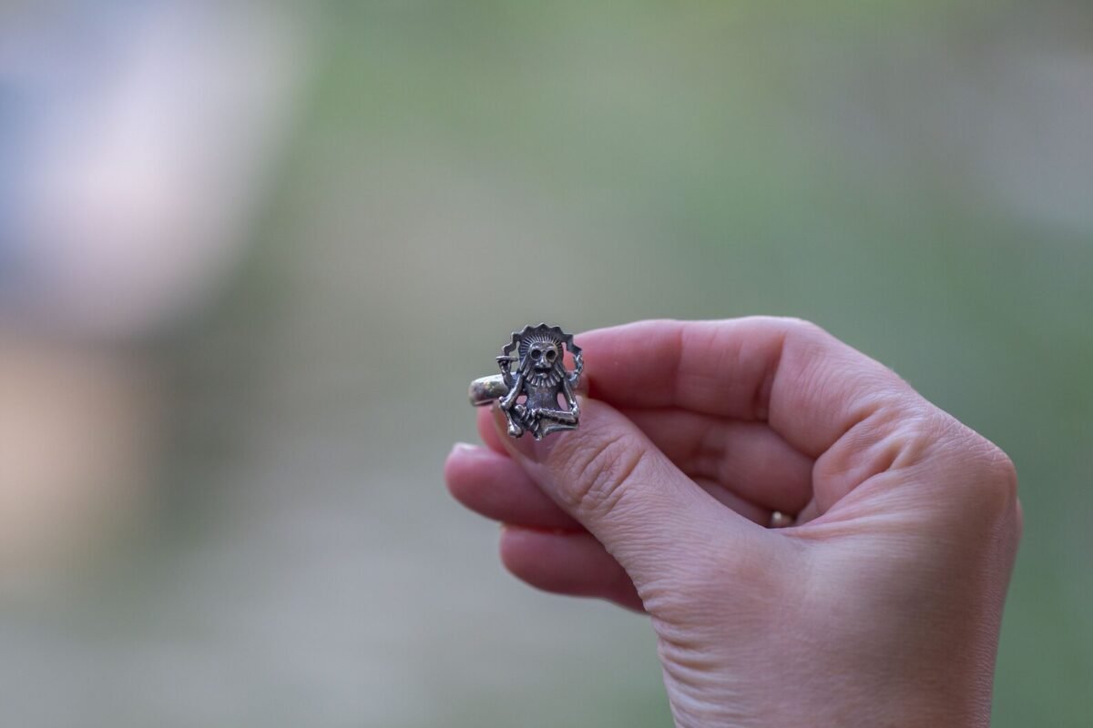 Narasimha dev silver Ring free size, Krishna Holy names,Pure Silver ring.Krishna ring