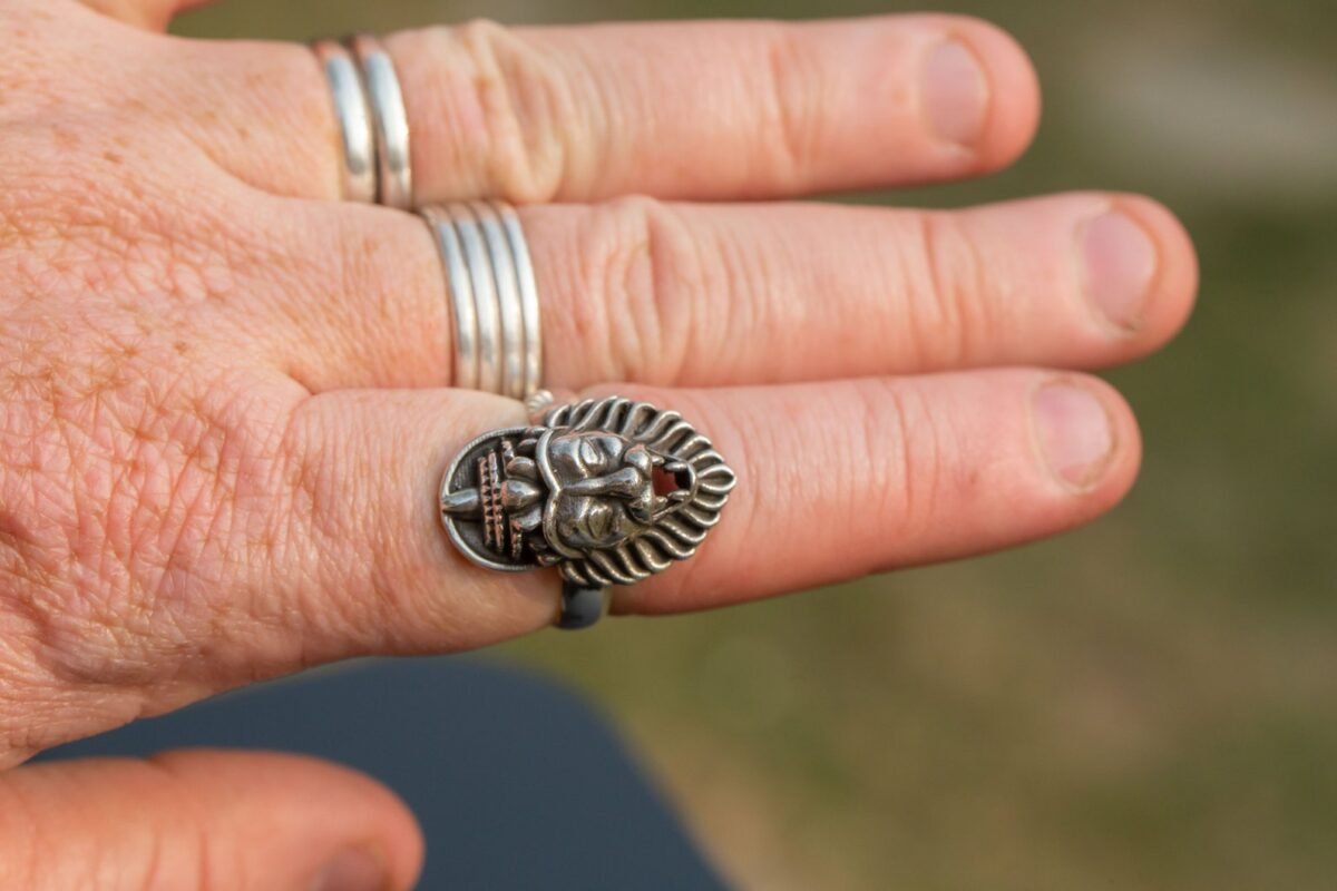 Silver Nrisimhadev Ring, free size ,Hare Krishna Ring, Mahamantra Holy names,Pure Silver ring.