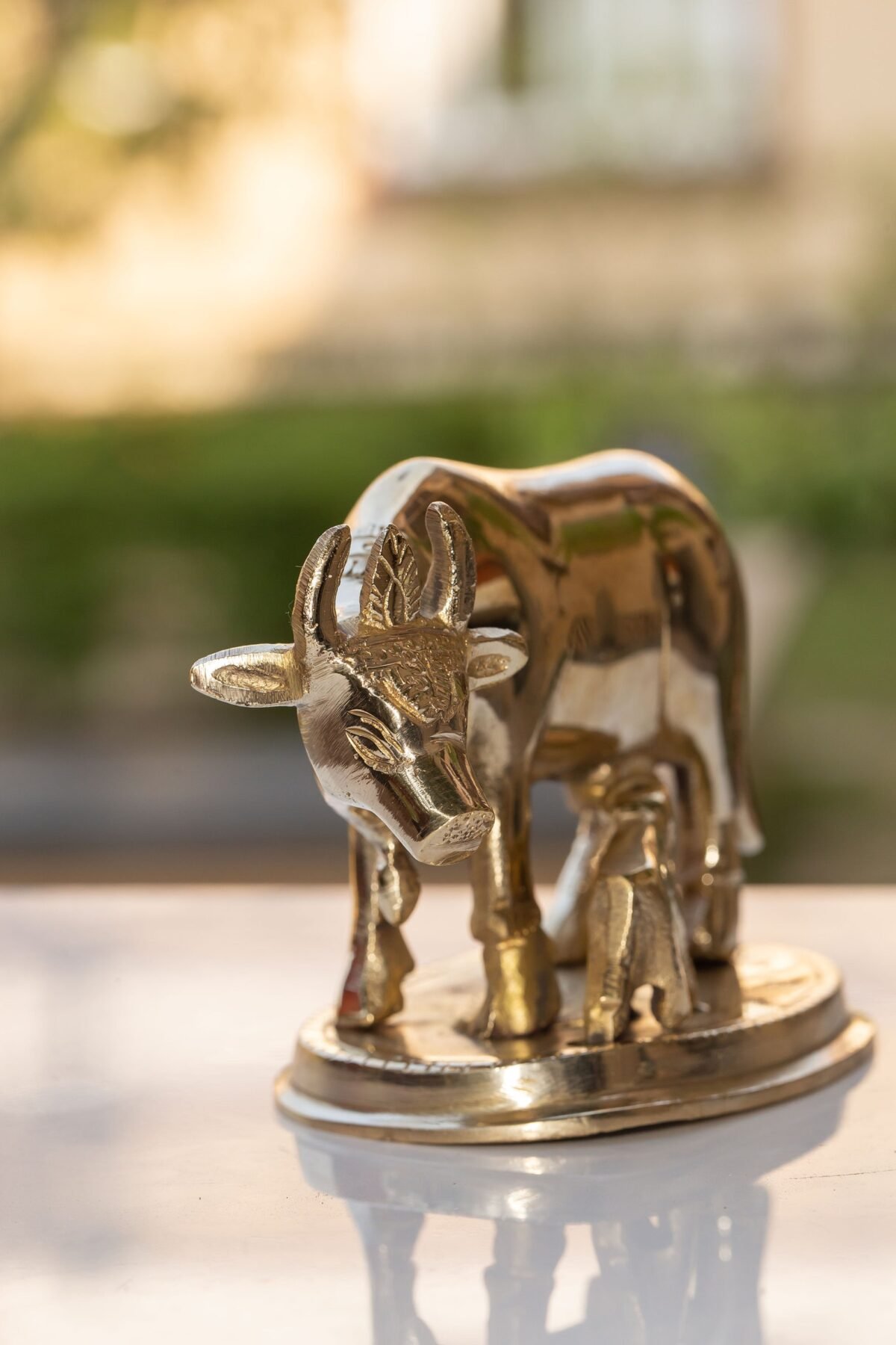 Beautiful Brass  Cow 3 inch ,Surabhi for Altar figurines, Cow statue, Hare Krishna, altar decorations, Indian Cow, White Cow,Metal sculpture