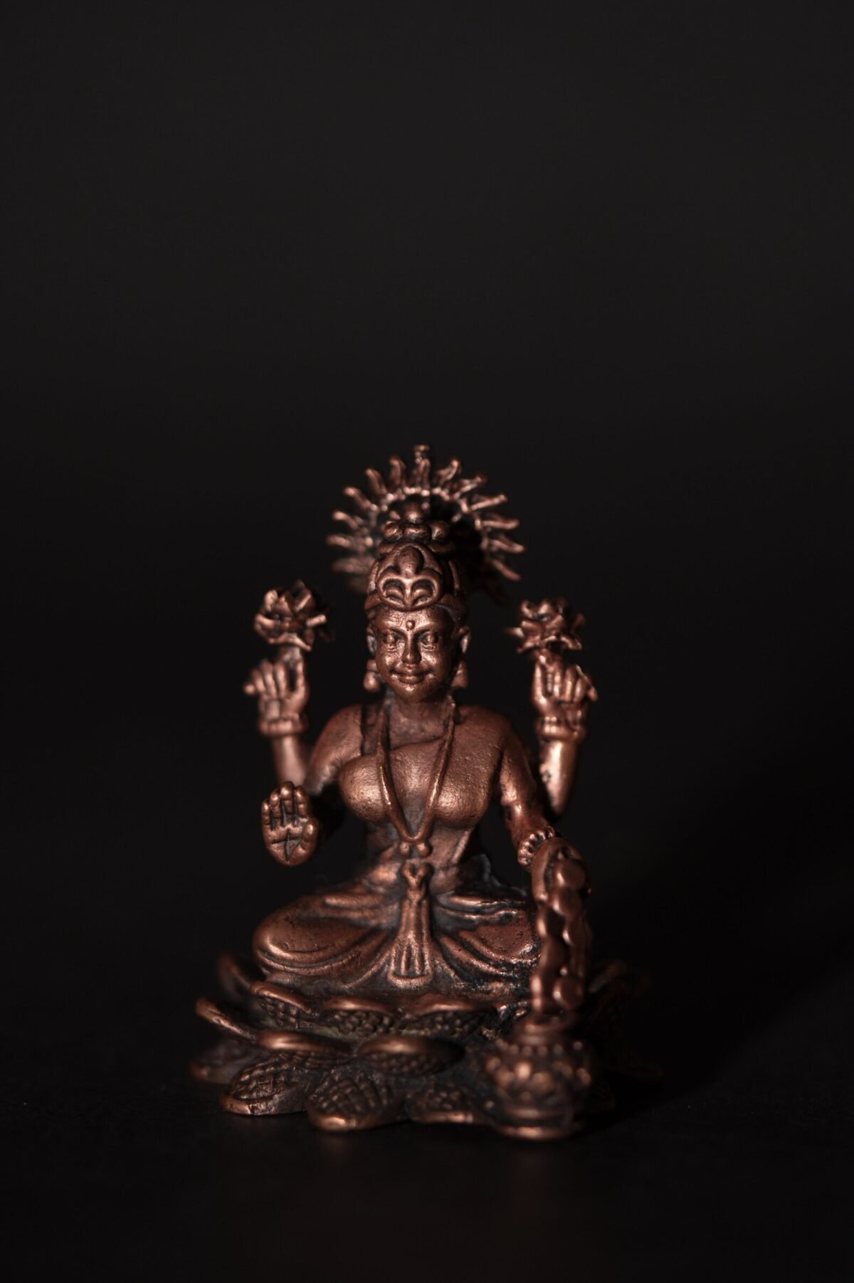 Decor Handmade Copper Lakshmi Idol 2.3 inches ,Home Temple,I Nice Gift Ideal for Good Luck Wishes ,Hare Krishna, Spiritual things, Holy