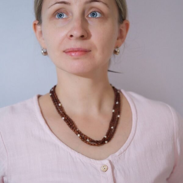 Tulasi Kanthimala with Pearls necklace - hare krishna kanthi mala, 3 round, Shree Radhe Holy name