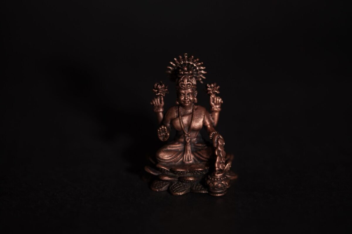 Decor Handmade Copper Lakshmi Idol 2.3 inches ,Home Temple,I Nice Gift Ideal for Good Luck Wishes ,Hare Krishna, Spiritual things, Holy