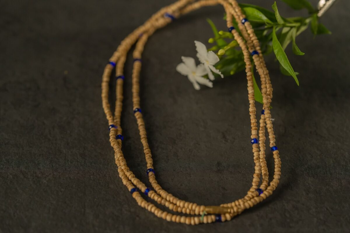 Beautiful 3 row Handmade tulsi Kanthimala , necklace - hare krishna kanthi mala, jay Shri radhe Mala ,lotus feet Shri Radhe, Tulasi