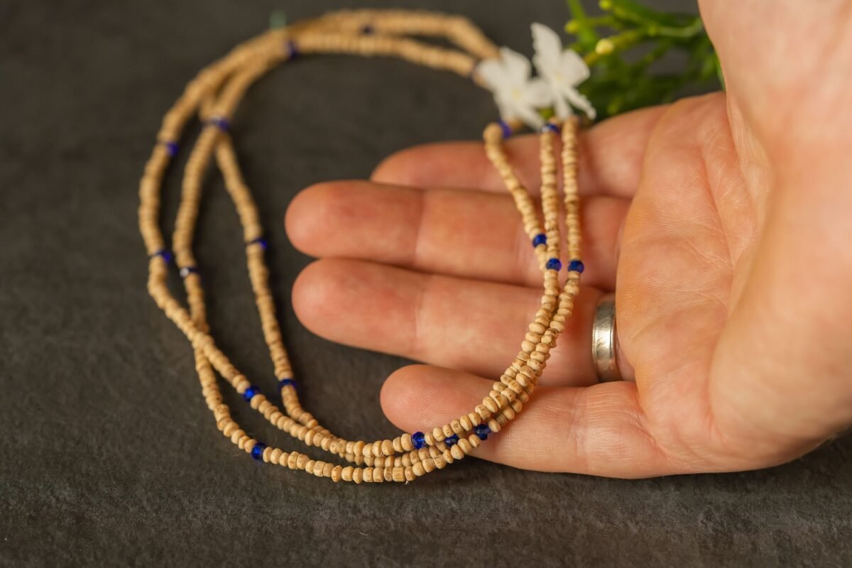 Beautiful 3 row Handmade tulsi Kanthimala , necklace - hare krishna kanthi mala, jay Shri radhe Mala ,lotus feet Shri Radhe, Tulasi