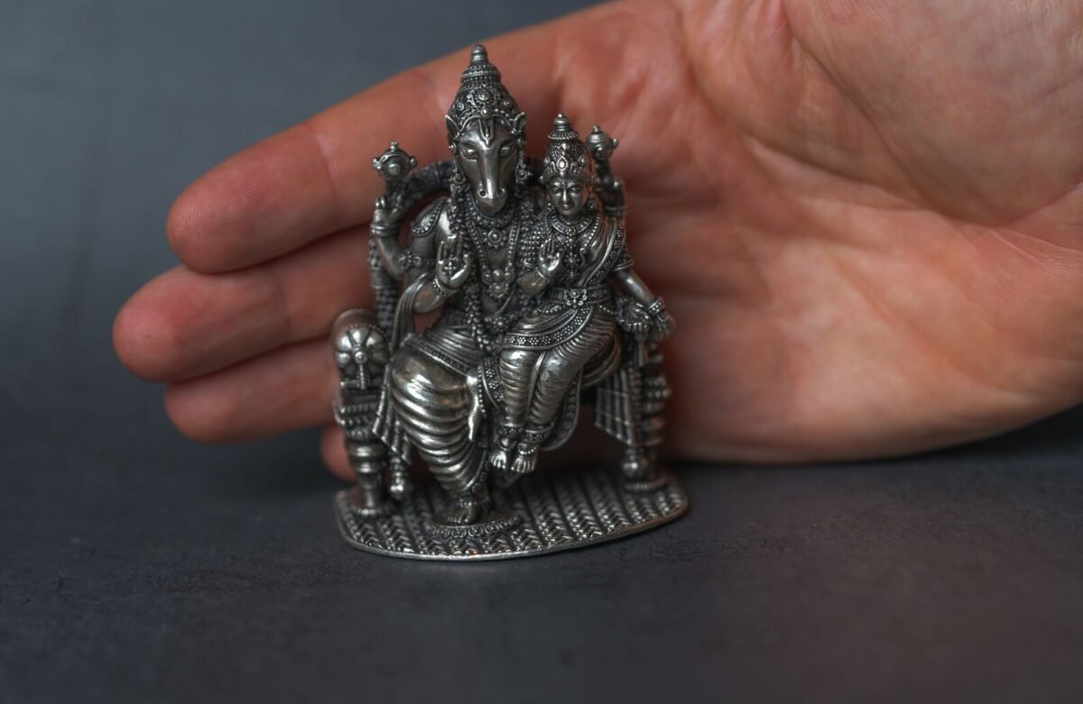 Silver Lakshmi Hayagriva 3 inches Idol Statue, Home Temple, Nice Gift Ideal for Good Luck, Hare Krishna, Spiritual things, Holy thing