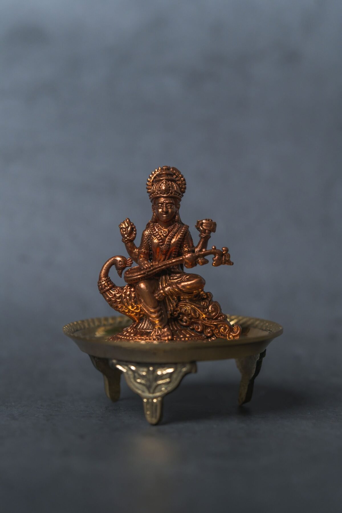 Copper Sarasvati Devi murti 2.5 Inches ,deity ,Hare Krishna, Spiritual things, Holy things, Krishna