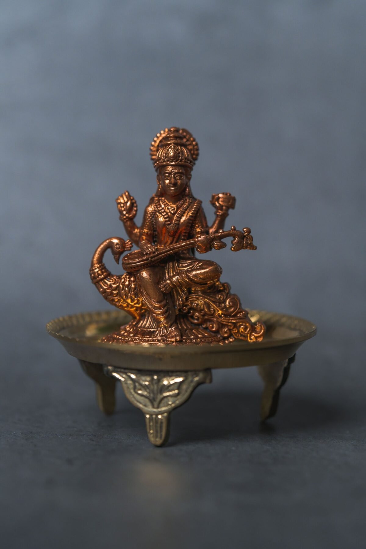 Copper Sarasvati Devi murti 2.5 Inches ,deity ,Hare Krishna, Spiritual things, Holy things, Krishna