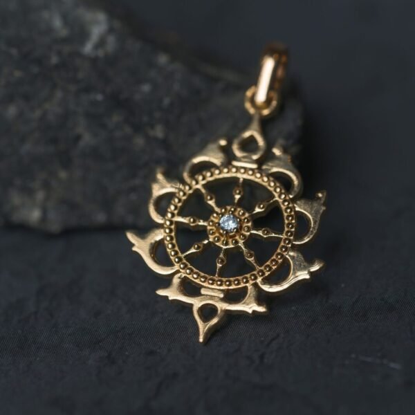 Amazing Gold chakra pendant,Handmade tulsi, necklace hare krishna kanthi mala