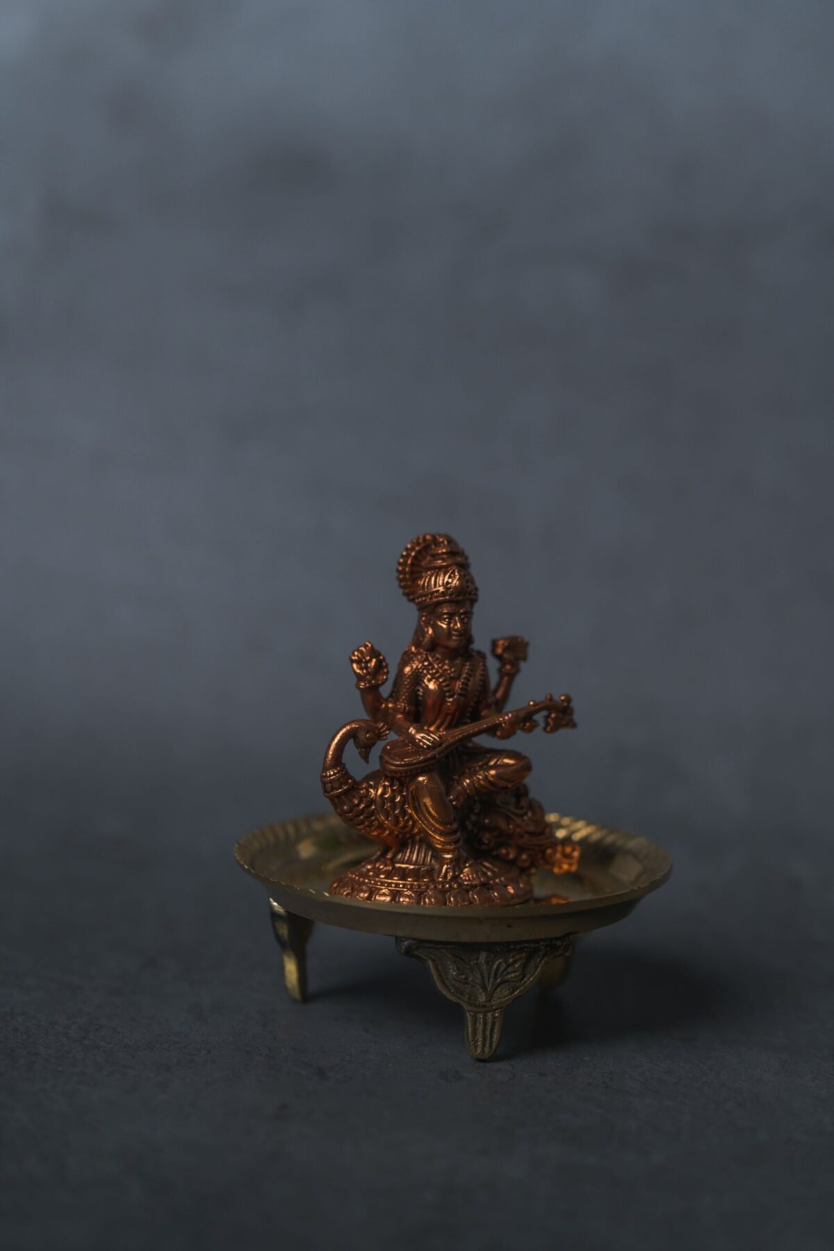 Copper Sarasvati Devi murti 2.5 Inches ,deity ,Hare Krishna, Spiritual things, Holy things, Krishna