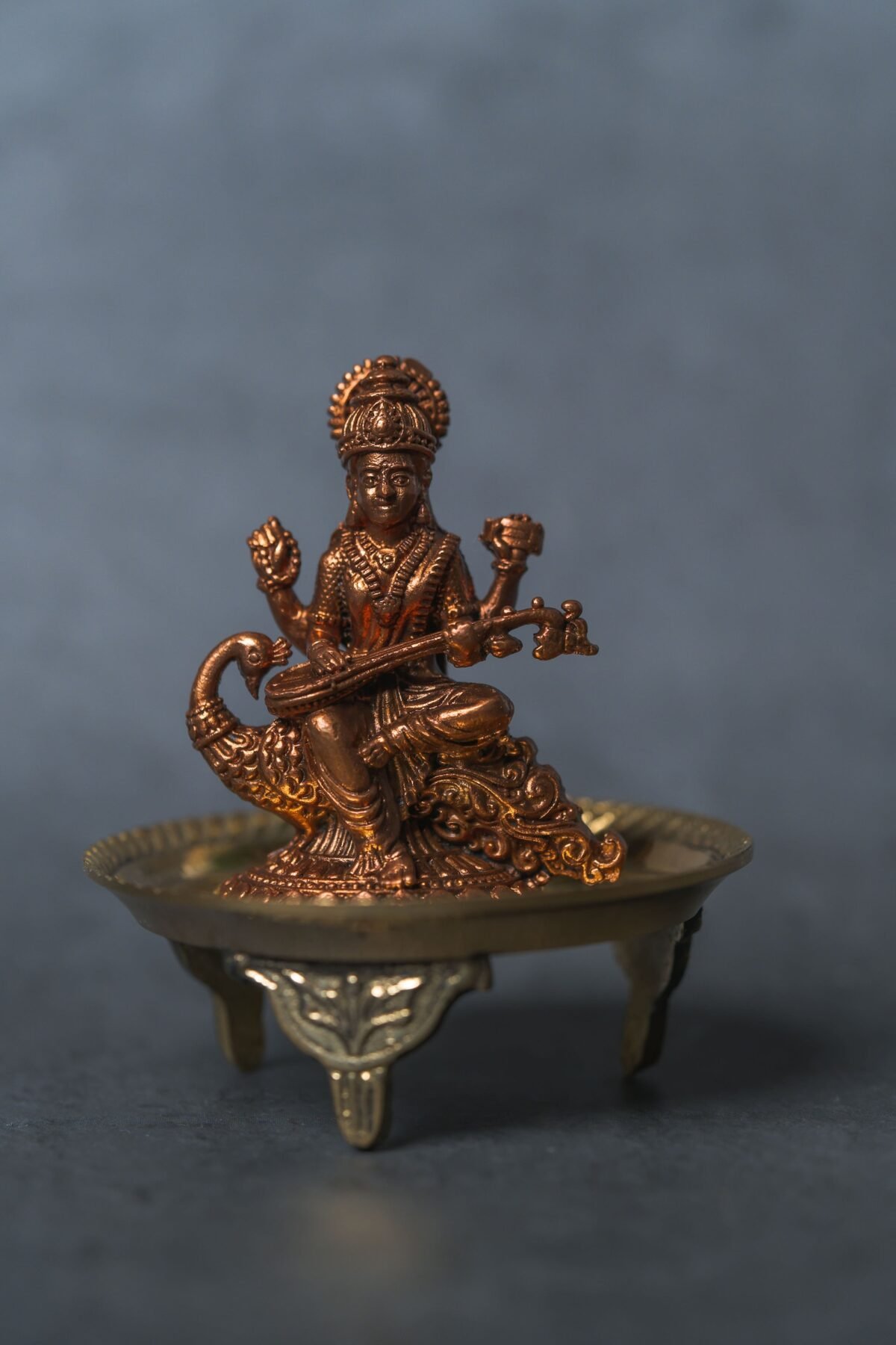 Copper Sarasvati Devi murti 2.5 Inches ,deity ,Hare Krishna, Spiritual things, Holy things, Krishna