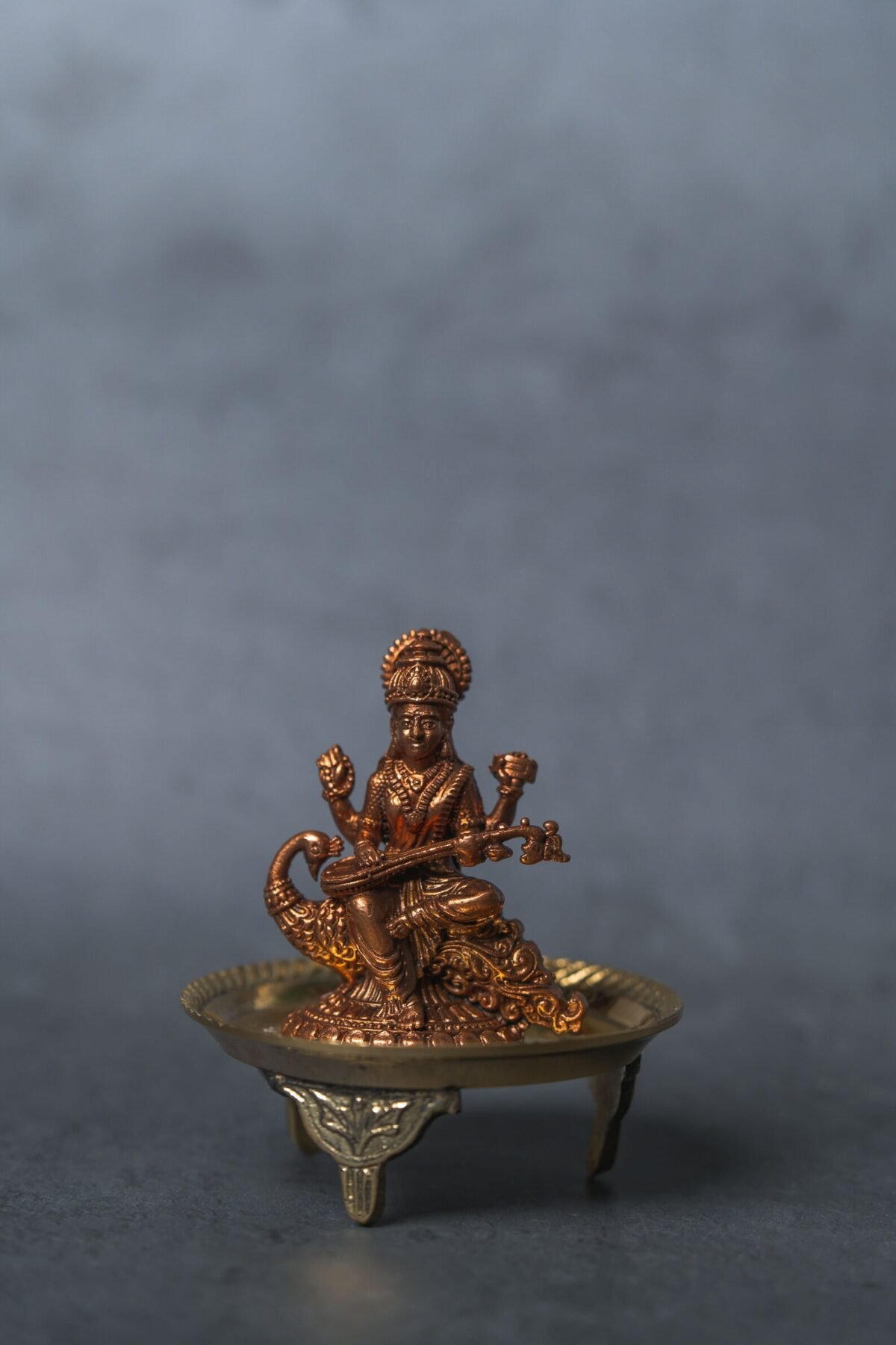 Copper Sarasvati Devi murti 2.5 Inches ,deity ,Hare Krishna, Spiritual things, Holy things, Krishna