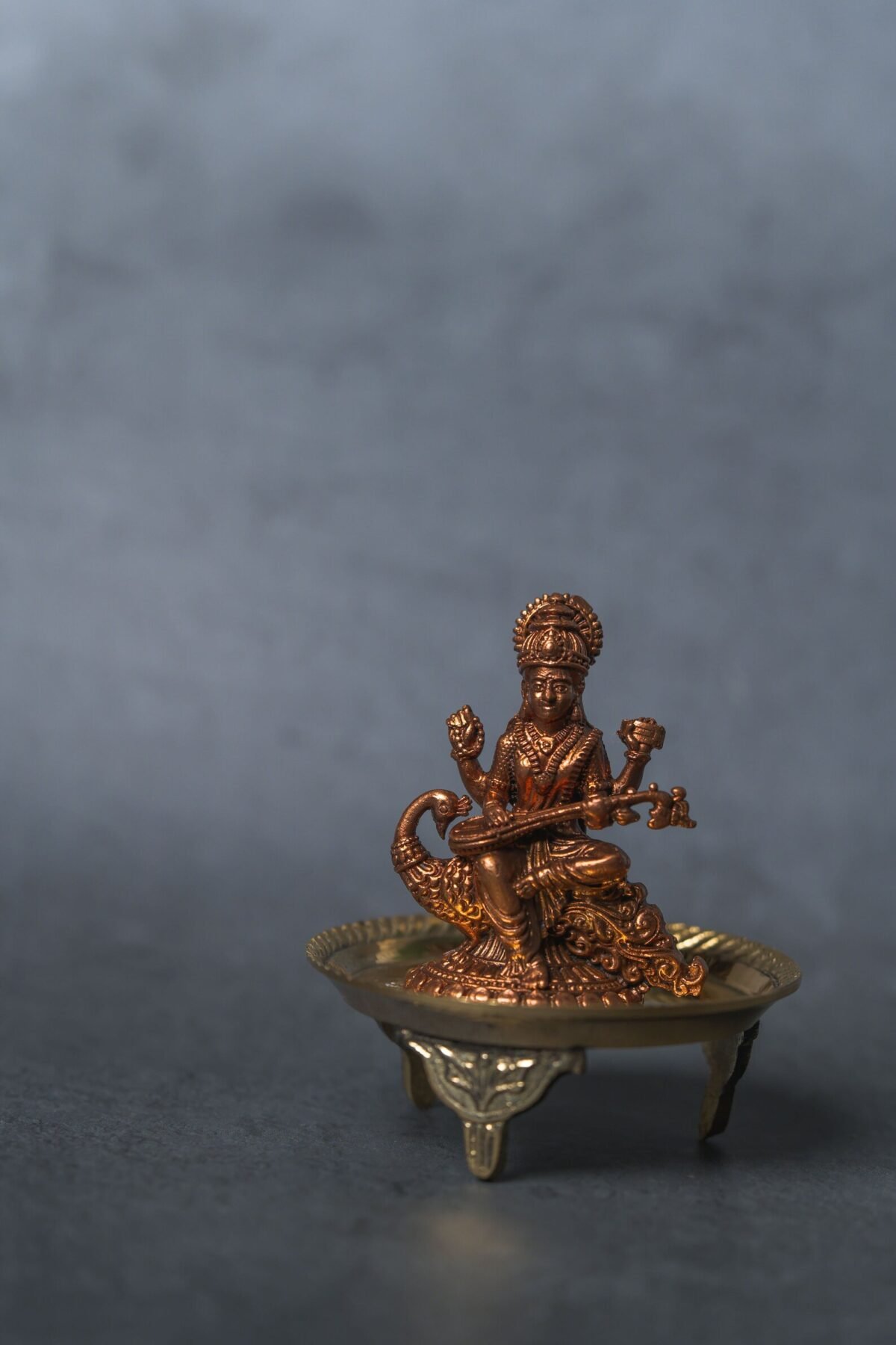 Copper Sarasvati Devi murti 2.5 Inches ,deity ,Hare Krishna, Spiritual things, Holy things, Krishna