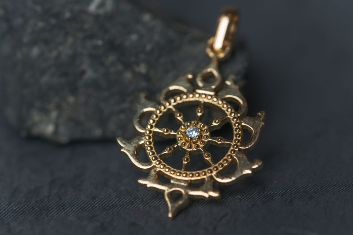 Amazing Gold chakra pendant,Handmade tulsi, necklace hare krishna kanthi mala