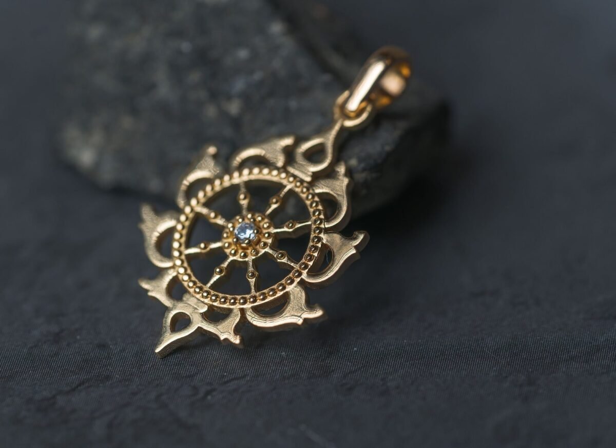 Amazing Gold chakra pendant,Handmade tulsi, necklace hare krishna kanthi mala