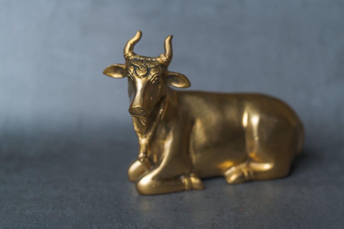 Beautiful Brass Cow/ Nandi ,Surabhi for Altar figurines, Cow statue, Hare Krishna, altar decorations, Indian Cow,Cow,Metal sculpture