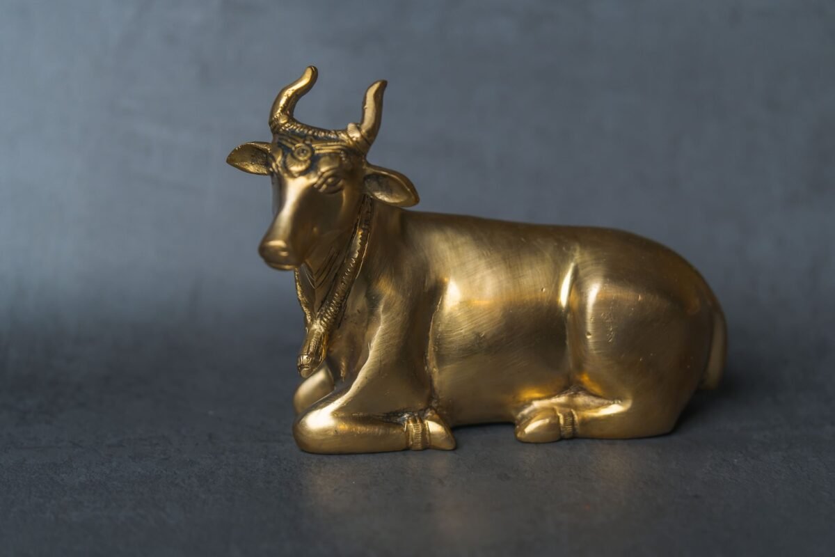 Beautiful Brass Cow/ Nandi ,Surabhi for Altar figurines, Cow statue, Hare Krishna, altar decorations, Indian Cow,Cow,Metal sculpture