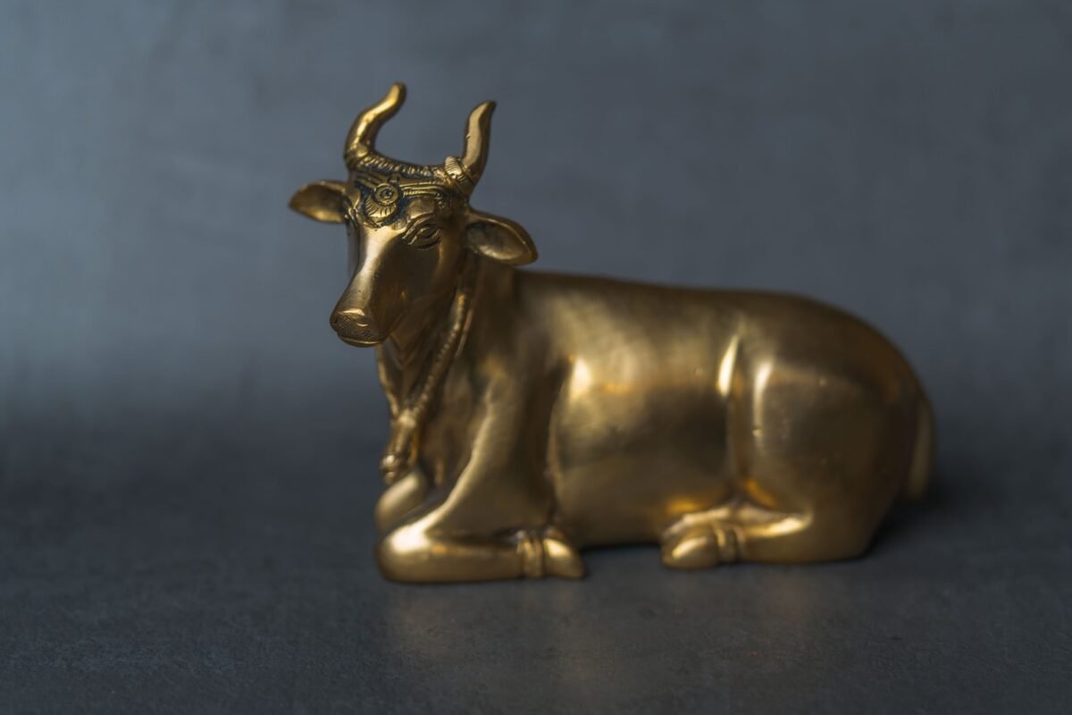 Beautiful Brass Cow/ Nandi ,Surabhi for Altar figurines, Cow statue, Hare Krishna, altar decorations, Indian Cow,Cow,Metal sculpture