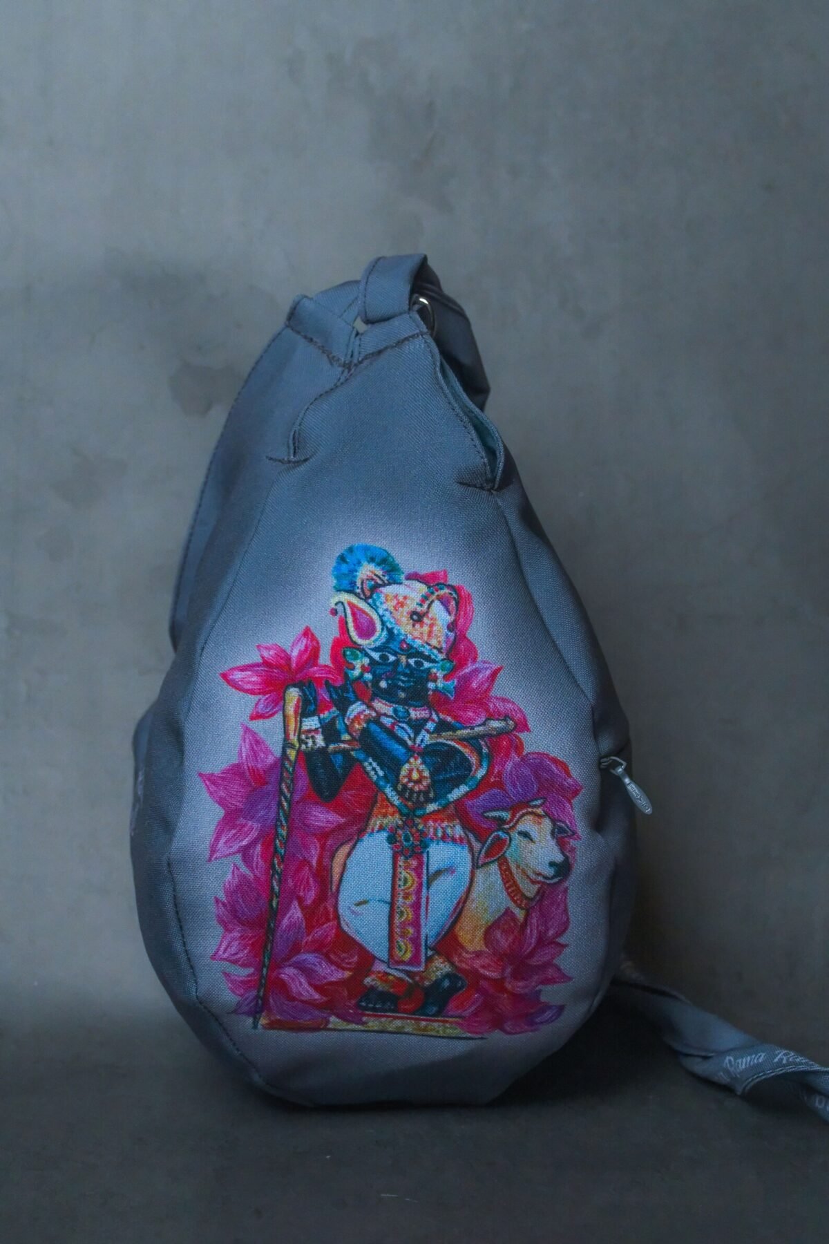 Sri Krishna with Cow Japa bag hand paint devotees, Krishna style Bag, Tulasi bag,Vrindavan mood, Hare Krishna, Beads bag