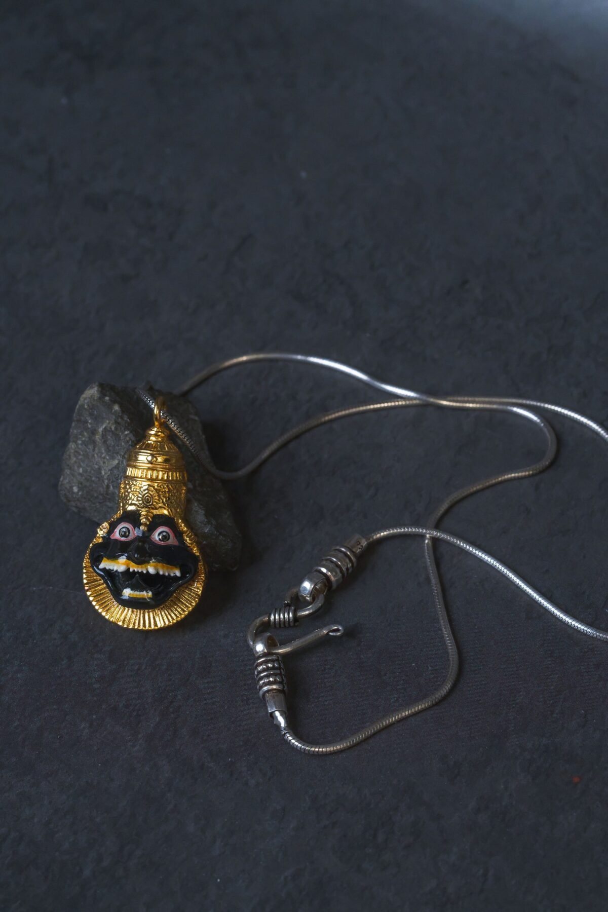 Ugram Narasimha dev with Ananta Shesha silver pendant with Chain . Handmade tulsi necklace - hare krishna,Krishna Style