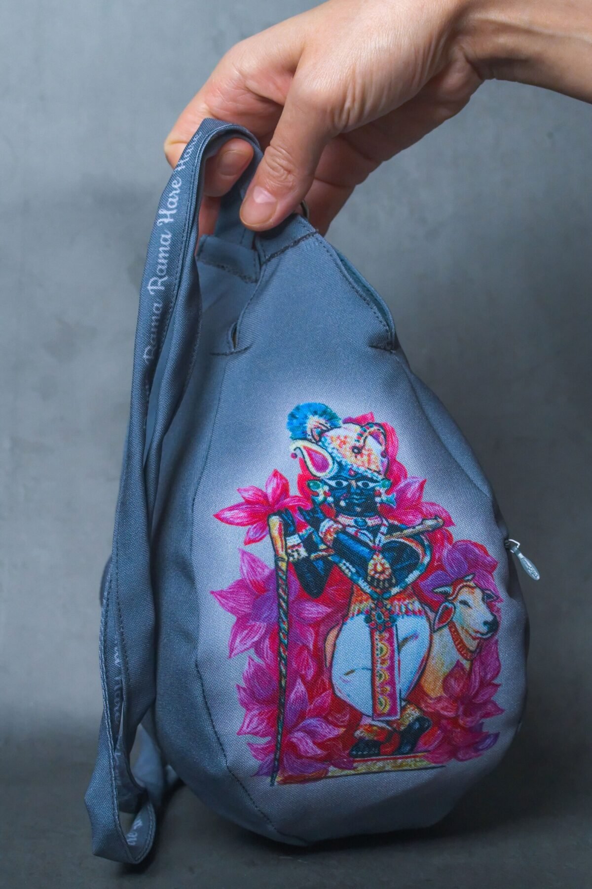 Sri Krishna with Cow Japa bag hand paint devotees, Krishna style Bag, Tulasi bag,Vrindavan mood, Hare Krishna, Beads bag