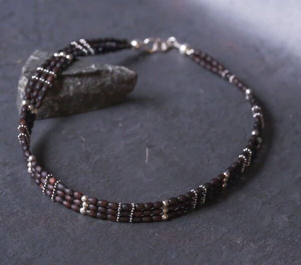 Choker Silver Handmade tulsi necklace - hare krishna kanthi mala, 1 round, Krishna Style, Holy name