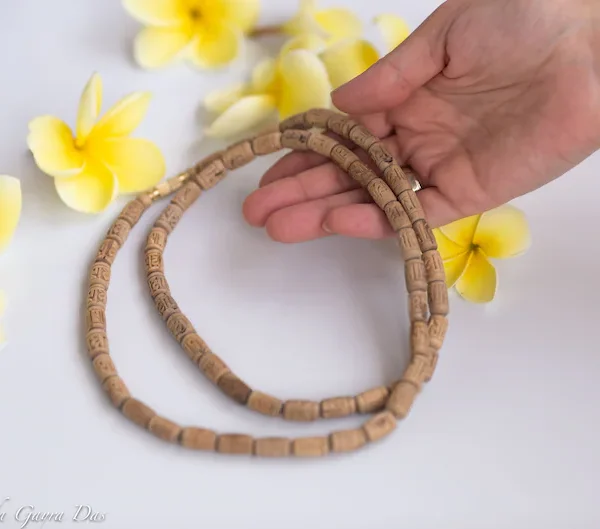 Handmade tulsi necklace - hare krishna kanthi mala, Holy name Radhe