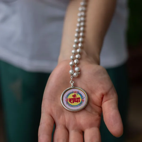 Shree Radhe Silver Pendant Krishna   Handmade Amazing Pendant Radha Krishna  - hare krishna kanthi mala