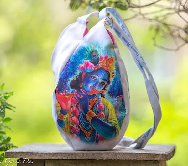 Krishna with Surabhi Japa bag/krishna bag/ beads bag/ meditation bag, Tulasi bag